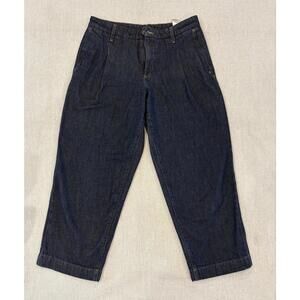 Banana Republic Womens Premium Mid Rise Straight Pleated Wide Jeans 29/8 Regular